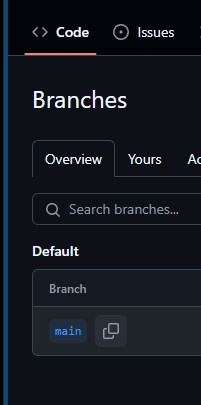 Github repository only has branch main